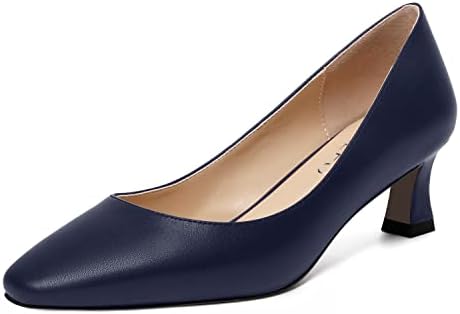 Amazon.com | ROSERWISH Women's Spool Kitten Slip On Elegant 2 Inch Matte  Office Pointed Toe Work Low Heel Pumps Dress Shoes Navy Blue Size 7.5 -  Tacones Altos para Mujer