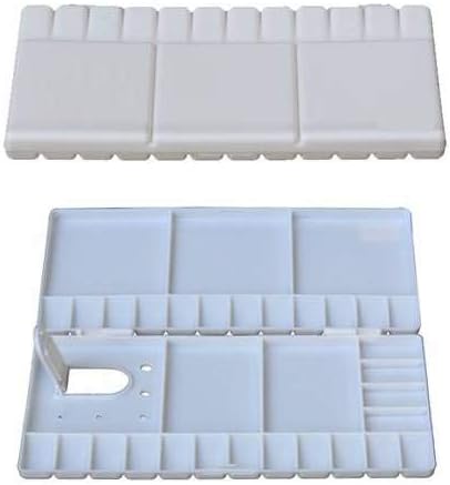 LuPro LPAT-007 Artists Non-Stick Foldout Plastic Palette for Watercolors, Gouache, Acrylic and Oil Paint (33-Well, Rectangular, 26X13)