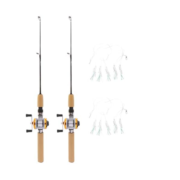 Perfeclan Packung mit 2 Micro Telescopic Ice Angelrute mit Baitcasting Reel Travel Rod 75cm