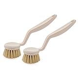 Amazer Dish Brush Kitchen Scrub Brushes with Sturdy Offset Handle Anti-melting Bristles for Dishes Cleaning- Set of 2