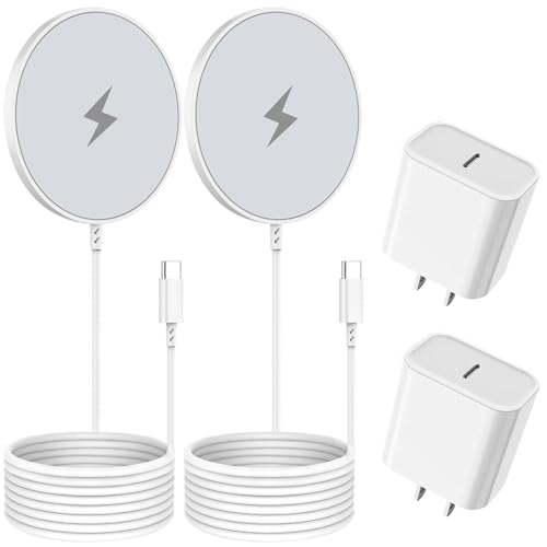 Magnetic Wireless Charger for iPhone 16 Pro Max/16 Pro/15/14/13/12/Plus/AirPods 3/2/Pro 2, 6FT Magnet Charge for Apple Mag-Safe Charger Fast Wireless Charging Pad with USB C Charging Block, 2Pack