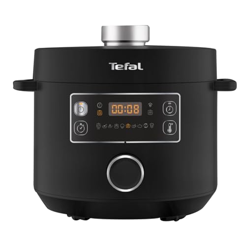 Tefal Turbo Cuisine Multikocher 4,8L, High-Speed & 10 Programme: Dampfgarer, Schmoren, Anbraten, Sous-vide, Reis & mehr, Verzögerung & Warmhaltefunktion, Antihaft, Zubehör inkl., Schwarz, CY7548