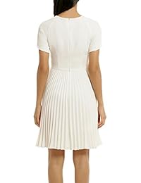 WOOSEA - Vestido de cóctel para mujer, elegante, plisado, manga corta