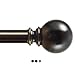 KAMANINA 1 Inch Curtain Rod Telescoping Single Drapery Rod 72 to 144 Inches (6-12 Feet), Bronze Heavy Duty Curtain Rods for Windows, Round Finials