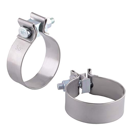 Exhaust Pipe Clamp Muffler Repair Parts - 3.0" Exhaust Clamp Stainless Steel Band Clamp for Exhaust Tips, Exhaust Manifold, Exhaust Resonator, Exhaust Flex Pipe, Catalytic Converter Repair Program