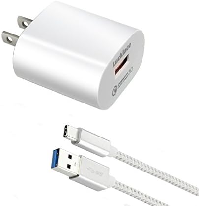 Luckiace Quick Charge 3.0 18W and Type C Cable Charger for Nexus 6P/ 5X, Samsung Galaxy Note 8/ S8/ S8 Plus, Tab S3, LG G5/ G6/ V20/ V30, Motorola Moto x4/ Z/Z Force/ Z2/ M