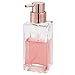 mDesign Square Glass Refillable Liquid Soap Dispenser Pump Bottle for Bathroom Vanity Countertop, Kitchen Sink - Holds Hand Soap, Dish Soap, Hand Sanitizer, Essential Oils - 2 Pack - Clear/Rose Gold