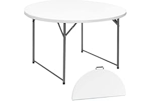 HiEthan 4.5FT Folding Round Table Foldable for Card Games Dining Events，4 Foot Circle Dining Folding Table Ideal for Indoor a