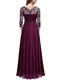Miusol - Vestido maxi de novia de encaje floral formal para mujer
