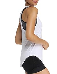 Muzniuer - Camiseta sin mangas para entrenamiento, de malla, para yoga, gimnasio, fitness, ropa activa, sexy, juvenil, transpirable, sin espalda
