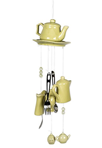 Green Porcelain Tea Pot and Cups Wind Chime
