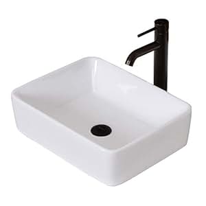 ELITE Bathroom Rectangle White Ceramic Porcelain Vessel ...