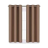 NICETOWN Blackout Window Curtains and Drapes for Kitchen, Window Treatment Thermal Insulated Solid Grommet Blackout Drapery Panels (Set of 2 Panels, 29 by 45 Inch, Cappuccino)