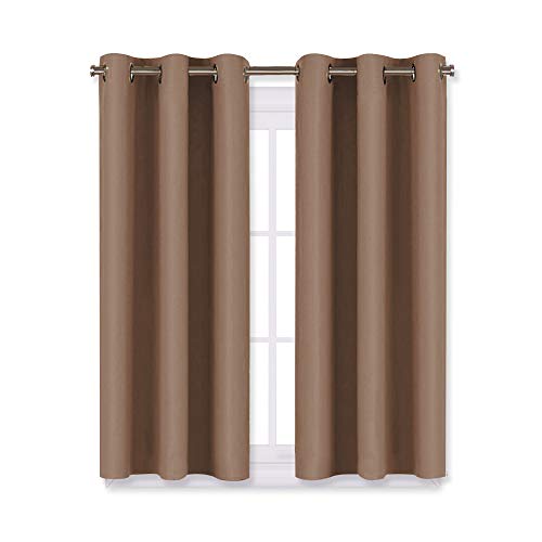 NICETOWN Blackout Window Curtains and Drapes for Kitchen, Window Treatment Thermal Insulated Solid Grommet Blackout Drapery Panels (Set of 2 Panels, 29 by 45 Inch, Cappuccino)