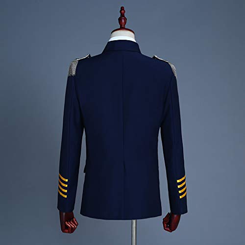 CieKen Men's Suits Big and Tall,Men's Slim 3-Piece Suit Aircraft Commander Jacket Coat & Pant & Shoulder Board,Boys' Sporting Apparel,Navy,2XL - Thumbnail 2