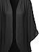 Solid Short Sleeve Oversize Open-Front Kimono Style Cardigan Black S