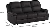 Bravich Black Bonded Leather 3 Seater Reclining Sofa Couch Armrest Footrest view 2