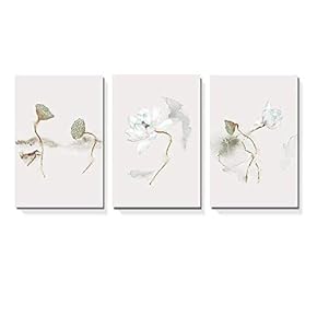 3 Panel Ink Painting Style Lotus and Lotus...