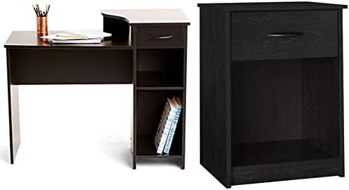 Amazon Com Mainstays Student Desk With Easy Glide Drawer In Blackwood Bundle With Mainstays 1 Drawer Nightstand End Table Black Ebony Ash Kitchen Dining