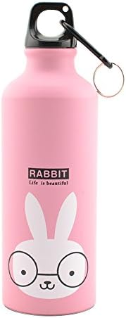 Coolcups Funny Cute Kids Cartoon BPA Free Stainless Steel Leak-proof Water Bottle With Straw Lemon Small Lightweight Outdoor Sports Infusion Print School Water Bottle For Teen Girl/BOys(Rabbit)