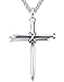 LineAve Men's Stainless Steel Nail and Rope Cross Pendant Necklace