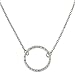 Beauniq Rhodium Plated Sterling Silver Hammered Open Circle Pendant Necklace, 16 Inches-18 Inches