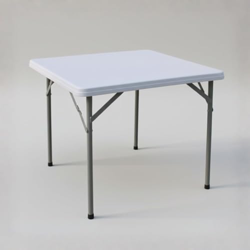MARCOLO 86x86CM Square Folding Table – Heavy Duty HDPE & Steel Table, Weather & UV Resistant, Extra Sturdy, Portable & Easy to Store – Ideal for Indoor & Outdoor Use | No Assembly Required – White