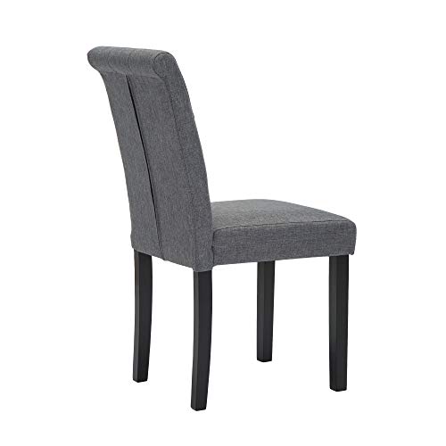 Set of 6 Upholstered Fabric Dining Chairs with Button-Tufted Details (Gray)