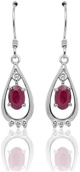 Classic Stunning Ruby 18K White Gold Plated 925 Sterling Silver Earrings Studs