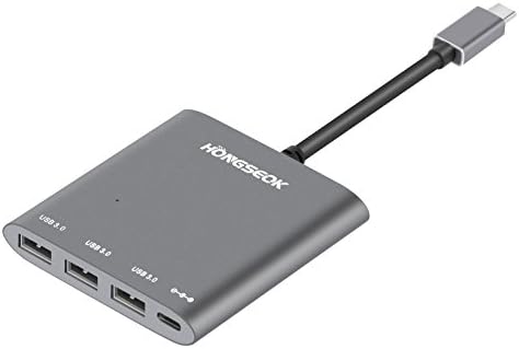 USB C Hub,HONGSEOK Ultra Slim 3-Port USB 3.0 Data Hub with Type-C Input Charging Port ( Power Delivery)