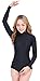 speerise Women Turtleneck Long Sleeve Bodysuit, Adult Stretchy Leotards Tops with Zipper Closure Soft Jumpsuit for Gymnastics