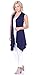 Popana Women's Sleeveless Drape Cardigan Vest - Casual Long Maxi Duster Jacket - Made In USA X-Large Navy
