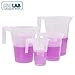 ISOLAB USA - 4 Pieces Premium Set of Laboratory Plastic Beaker With Handle, High Clarity, Polypropylene, Raised Graduations, Autoclavable, Lab Pitchers, (Beakers w/Handle, 4)