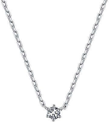 ネックレス レディース 金属アレルギー対応 「唯一の愛」超ミニ CZダイヤモンド S925 シルバーネックレス 鎖骨チェーンレディースアクセサリー ボックス 付き