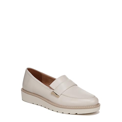 Naturalizer Womens Adiline Slip On Lightweight Platform Loafer Satin Pearl Whit…