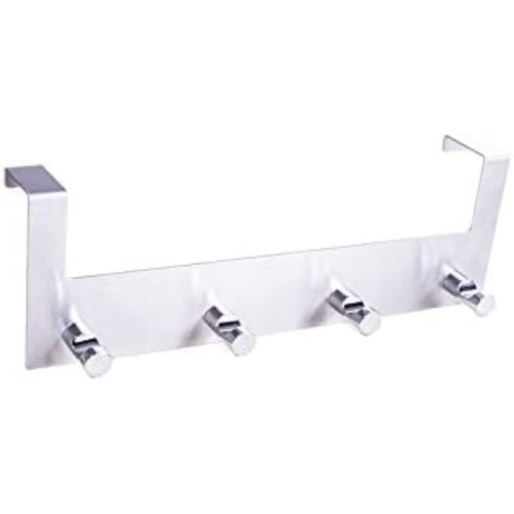 Merriway BH04693 Over The Door Hanger with 4 Hooks Brushed Chrome x 4 Bright Plated