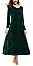 Urban CoCo Women's Elegant Long Sleeve Ruched Velvet Stretchy Long Dress (XL, Green)