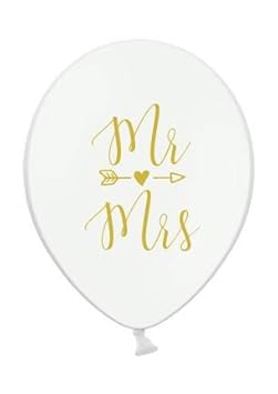 Princess Dreams 10 Hochzeitsballons Mr & Mrs weiß mit Goldener Schrift Hochzeitsdeko