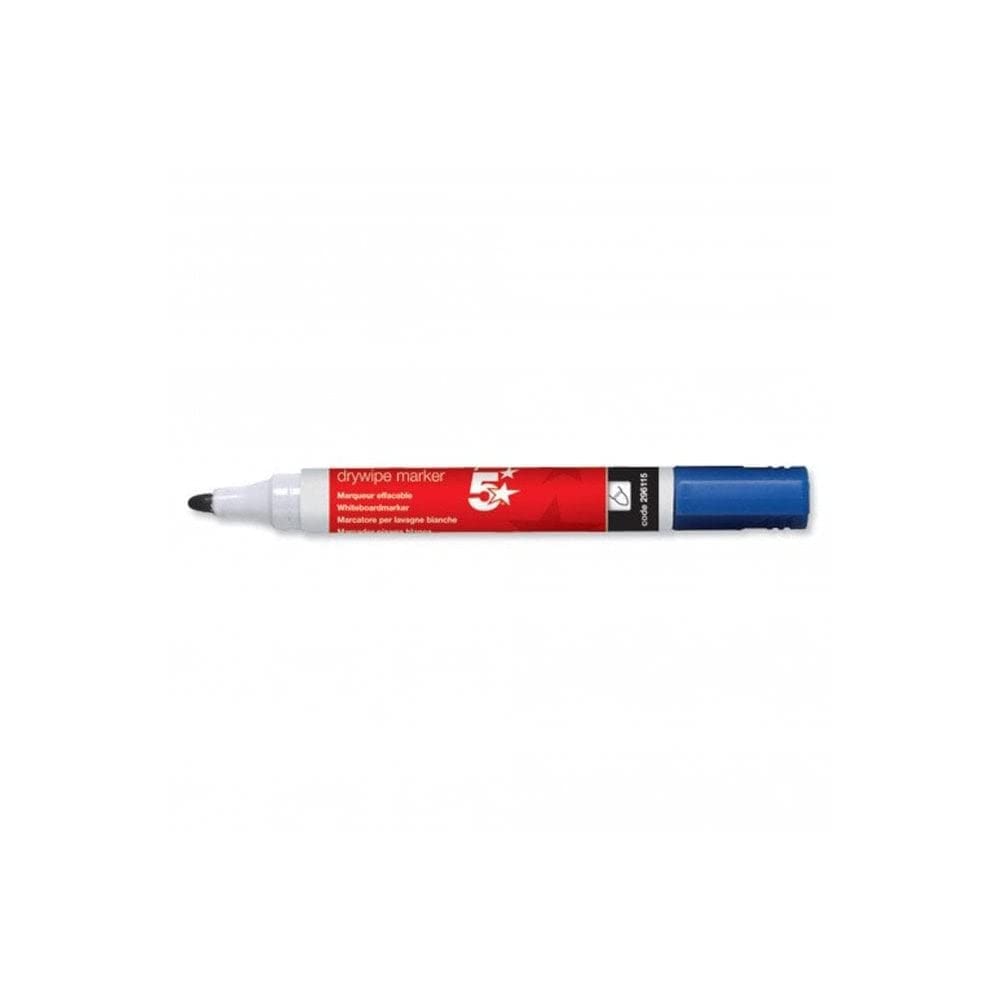 5 Star® Blue Dry Wipe Whiteboard Marker Pen - 3mm Bullet Tip