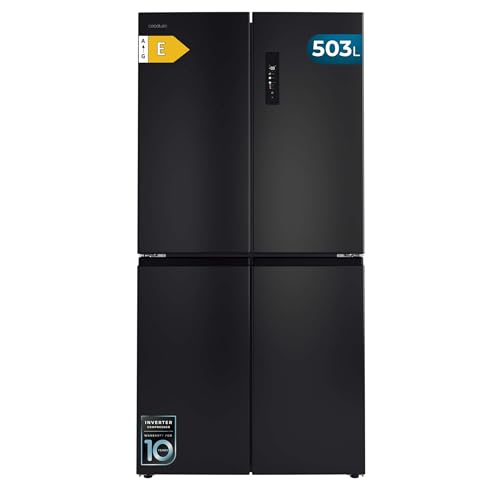 Cecotec CoolMarket 4D 503 Dark Total No Frost Bolero Koelkast met 4 deuren, 503 liter, hoogte 177,5 cm en breedte 85,3 cm, MetalFlexCooling, inverter-compressor, lade, variabele temperatuur en