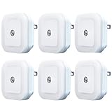 Vont Plug in LED Night Light Lamp with Dusk-to-Dawn Sensor for Bedroom, Bathroom, Hallway, Stairs, Kitchen, Energy Efficient, Compact (Daylight White, 6 Pack)