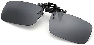 Clip on Sunglasses Flip Up Polarized Sunglasses Eyeglass by AUUS, Frameless Rectangle lens UV400 Anti Glare Night Vision Glasses for Driving Fishing Cycling Walking Outdoor