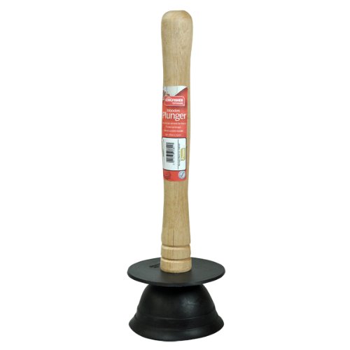 Kingfisher WOODP1 4.5-Inch Wooden Handled Sink Drain Plunger - Black