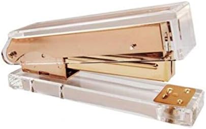 Stapler, Stapler Rose Gold, Transparent Acrylic Stapler, Student, Office, Rose Gold Transparent Stapler, (Send A Box of Nails) (Color : Gold)