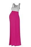 Beachcoco Women's Maternity Contrast Maxi Tank Dress (S, H.Grey/Hot Pink)
