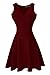 Sylvestidoso Women's A-Line Sleeveless V-Neck Pleated Little Wine Red Cocktail Party Dress (M, Wine Red)