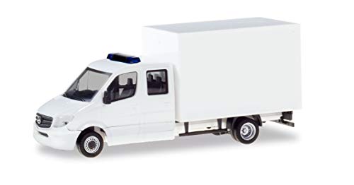 Herpa-013666-wei-Minikit-Mercedes-Benz-Sprinter-Doppelkabine-mit-Koffer-LKW-zum-Basteln-und-Sammeln