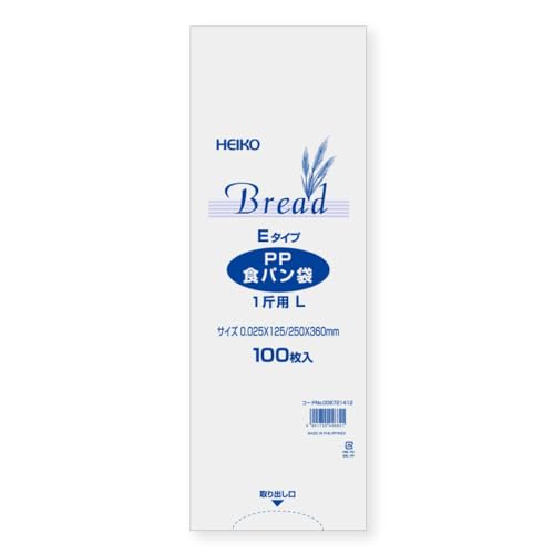 シモジマ ヘイコー 食品袋 PP 食パン袋 1斤用 L Eタイプ 100枚入り 006721412 透明 厚0.025×幅125 / 全体幅250×高360mm