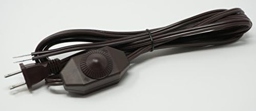 Brown 11 Foot Long Lamp Cord Set with Full Range Incandescent Dimmer installed 8ft froom plug,with Polarized End Plug, Stripped Ends Ready for Wiring
