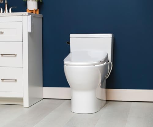 ALPHA BIDET UX Pearl Bidet Toilet Seat in Elongated White | Ultra Low Profile | Endless Warm Water | Arced Stainless Steel Nozzle | LED Nightlight | Dryer | Deodorizer | 3 Year Warranty
